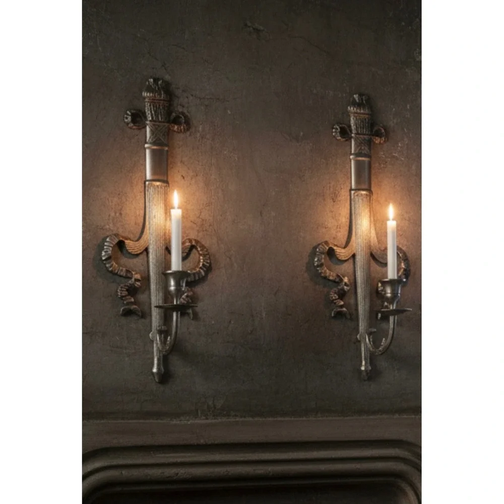 Gothic Medieval Knight‎ Wall Sconce Set Castle Candle Holders Game Thrones